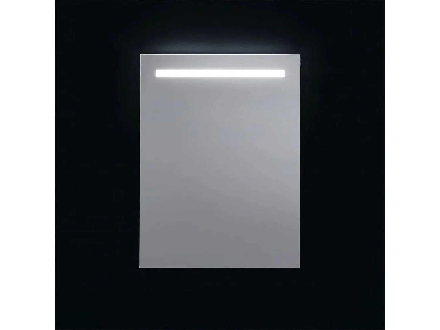 Specchio rettangolare con fascia a led "Valderico" profili in simil alluminio cm 80x60h