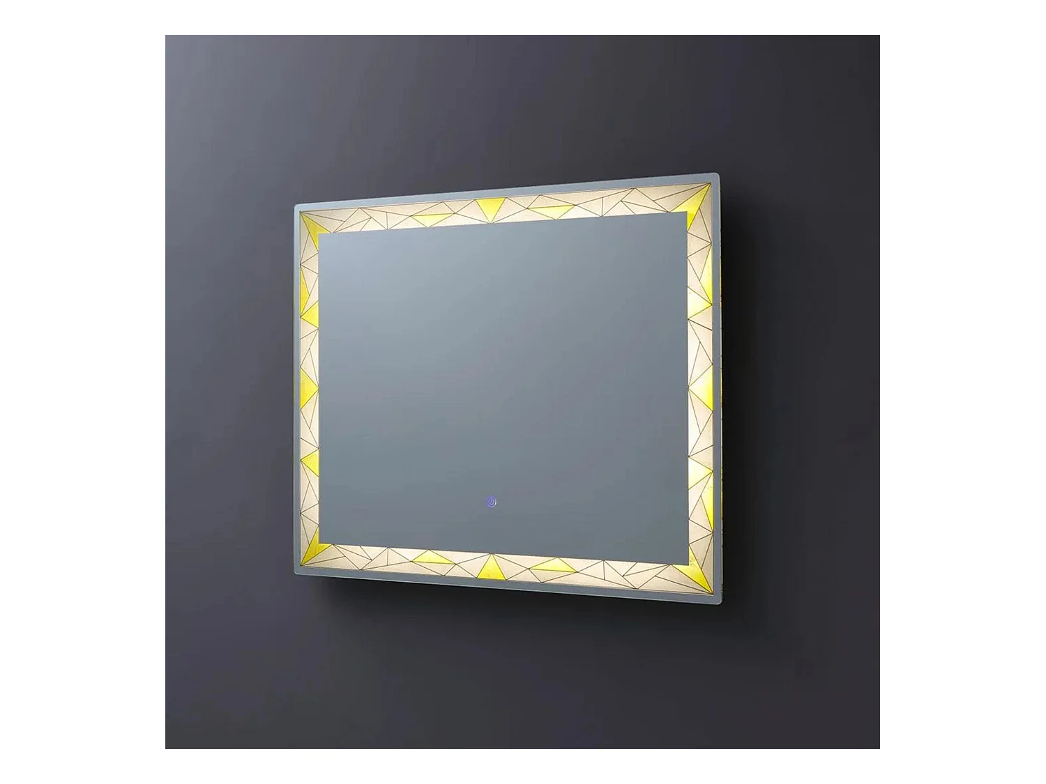 Miroir mural rectangulaire tactile LED "Mosaic" avec inserts satinés et colorés cm 90x70h
