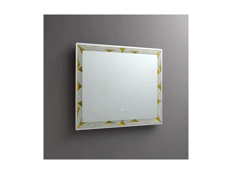 Miroir mural rectangulaire tactile LED "Mosaic" avec inserts satinés et colorés cm 90x70h