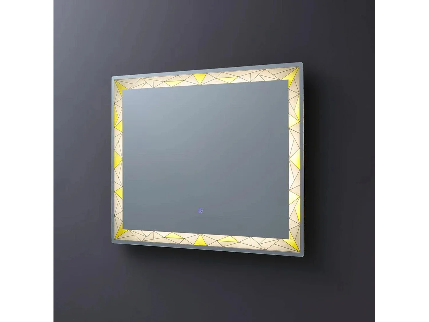 Lustro ścienne prostokątne "Mosaic" touch LED z satynowymi i kolorowymi wstawkami cm 90x70h