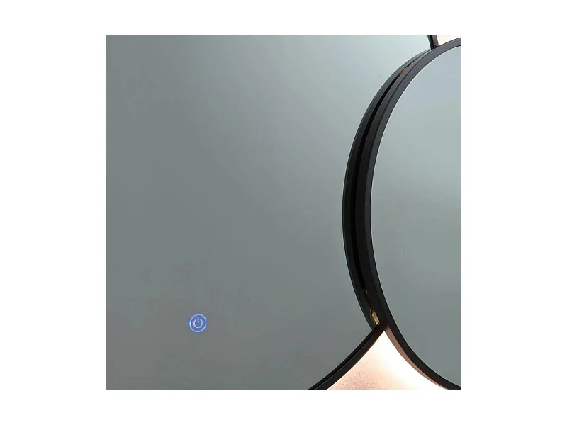 Runder Doppelspiegel „Incontro“ mit LED-Hintergrundbeleuchtung und schwarzen Rändern