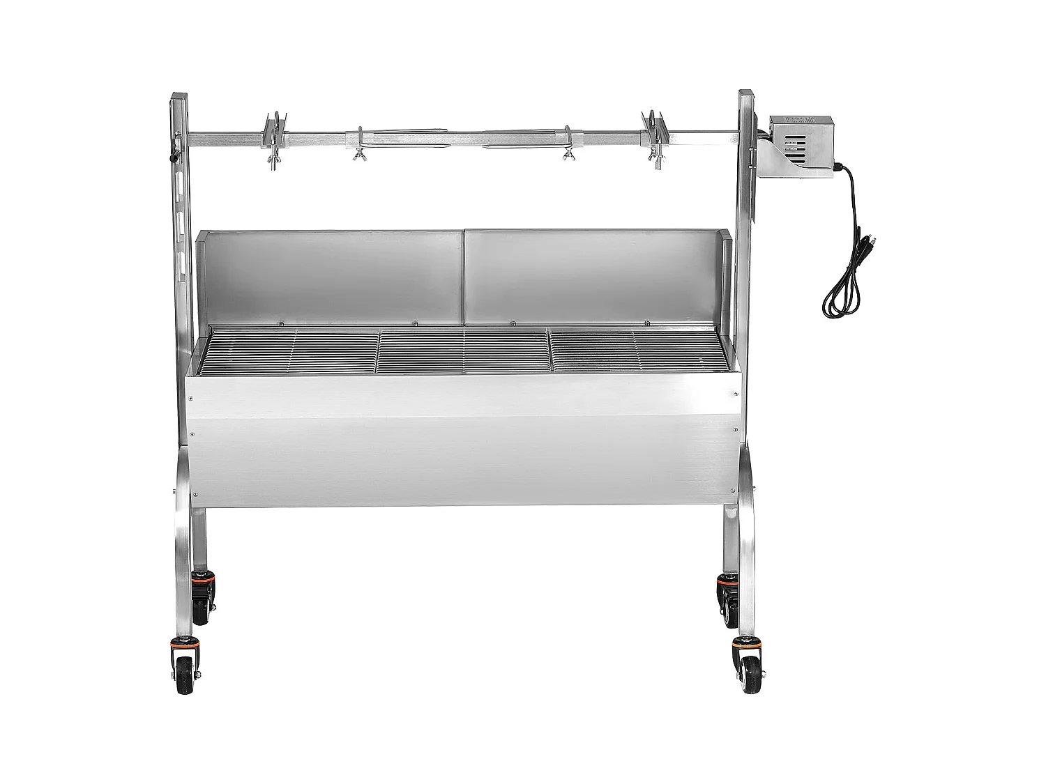 Barbecue à Rôtisserie SucceBuy Roaster Spit 52W, Porc, Agneau, Poulet, 90kg, Rôtissoire en Acier Inoxydable avec Roues Verrouillables