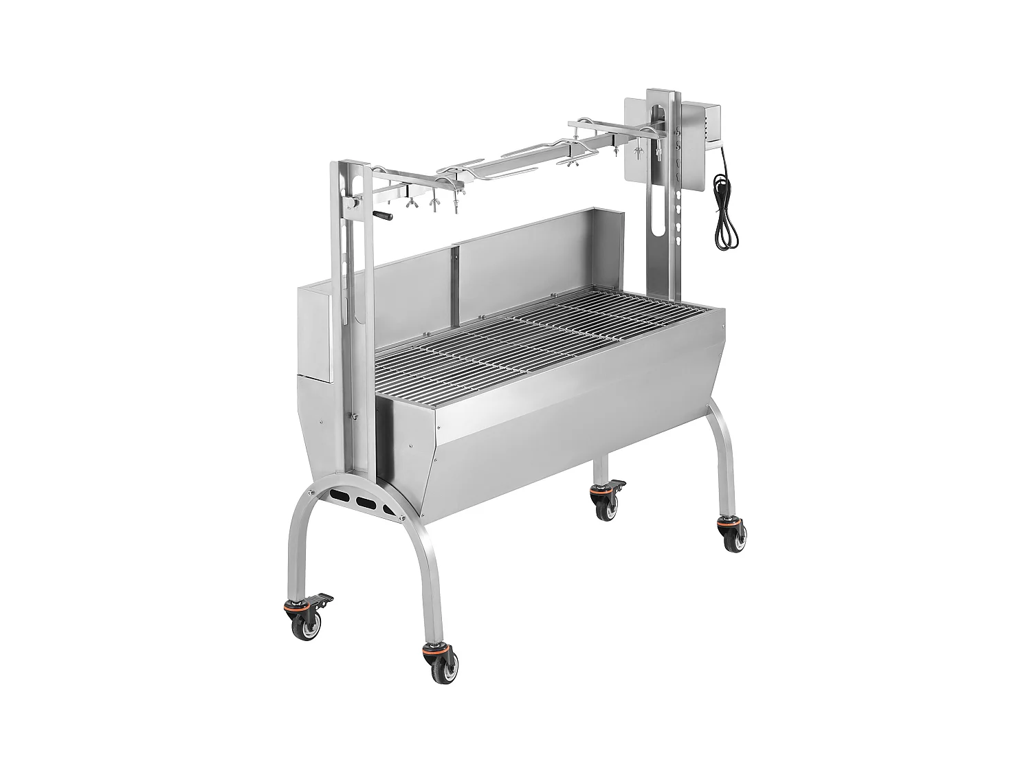 Barbecue à Rôtisserie SucceBuy Roaster Spit 52W, Porc, Agneau, Poulet, 90kg, Rôtissoire en Acier Inoxydable avec Roues Verrouillables