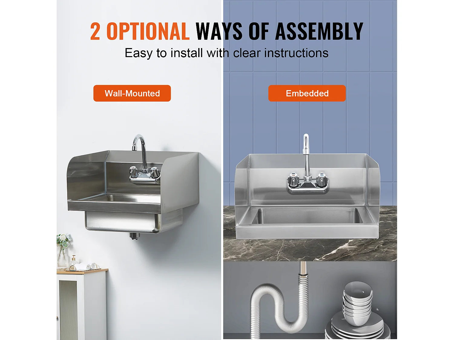 Zmywarka ze Stali Nierdzewnej SucceBuy, 43 x 33cm, NSF, Montaż Ścienne, dla Restauracji