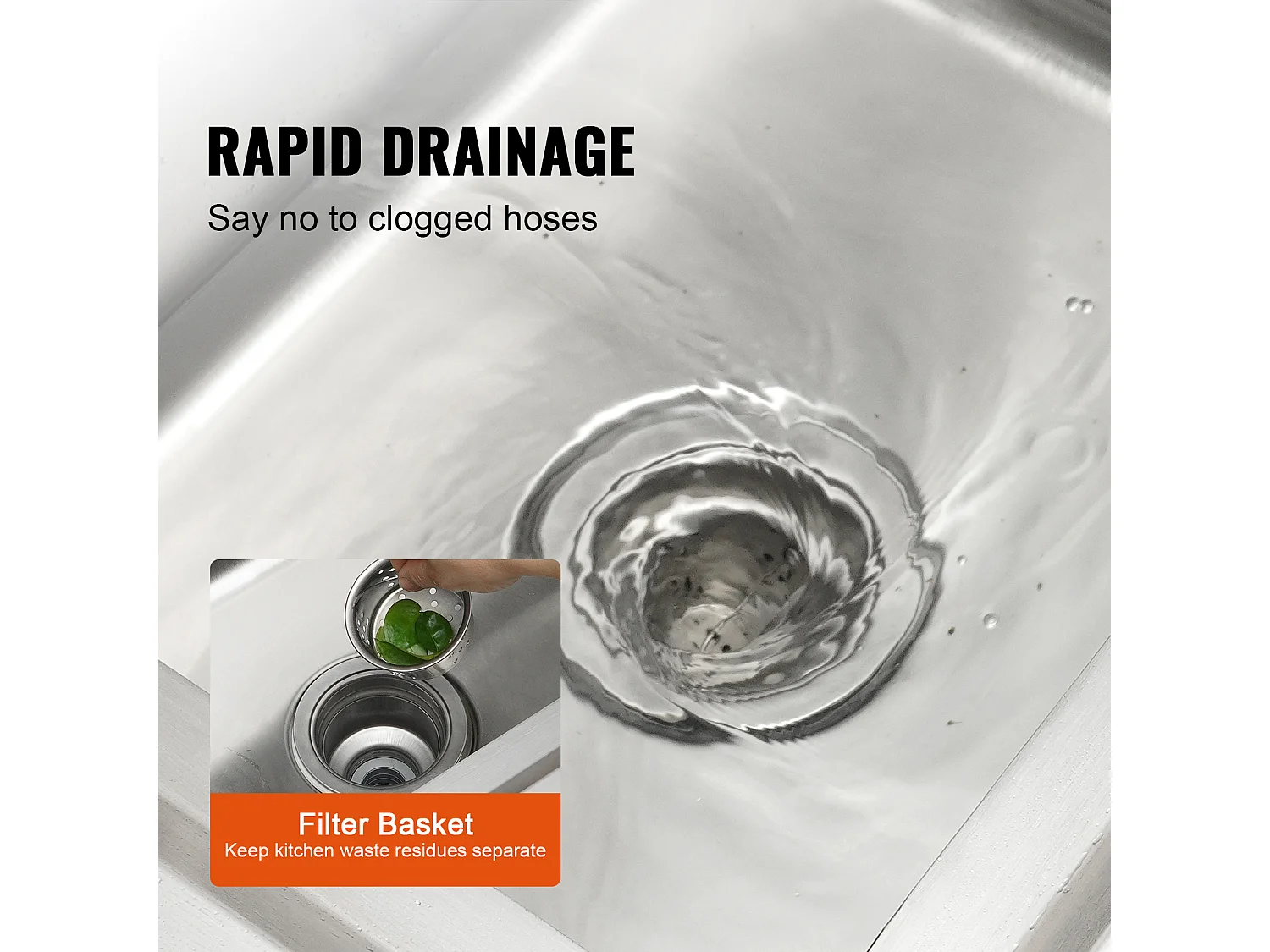 Praktyczna Zmywarka Kuchenna SucceBuy, z Stali Nierdzewnej, Prosty Zbiornik z Półką Roboczą, 108 x 50 x 95 cm