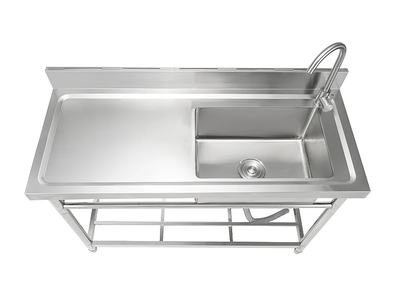 Praktyczna Zmywarka Kuchenna SucceBuy, z Stali Nierdzewnej, Prosty Zbiornik z Półką Roboczą, 108 x 50 x 95 cm