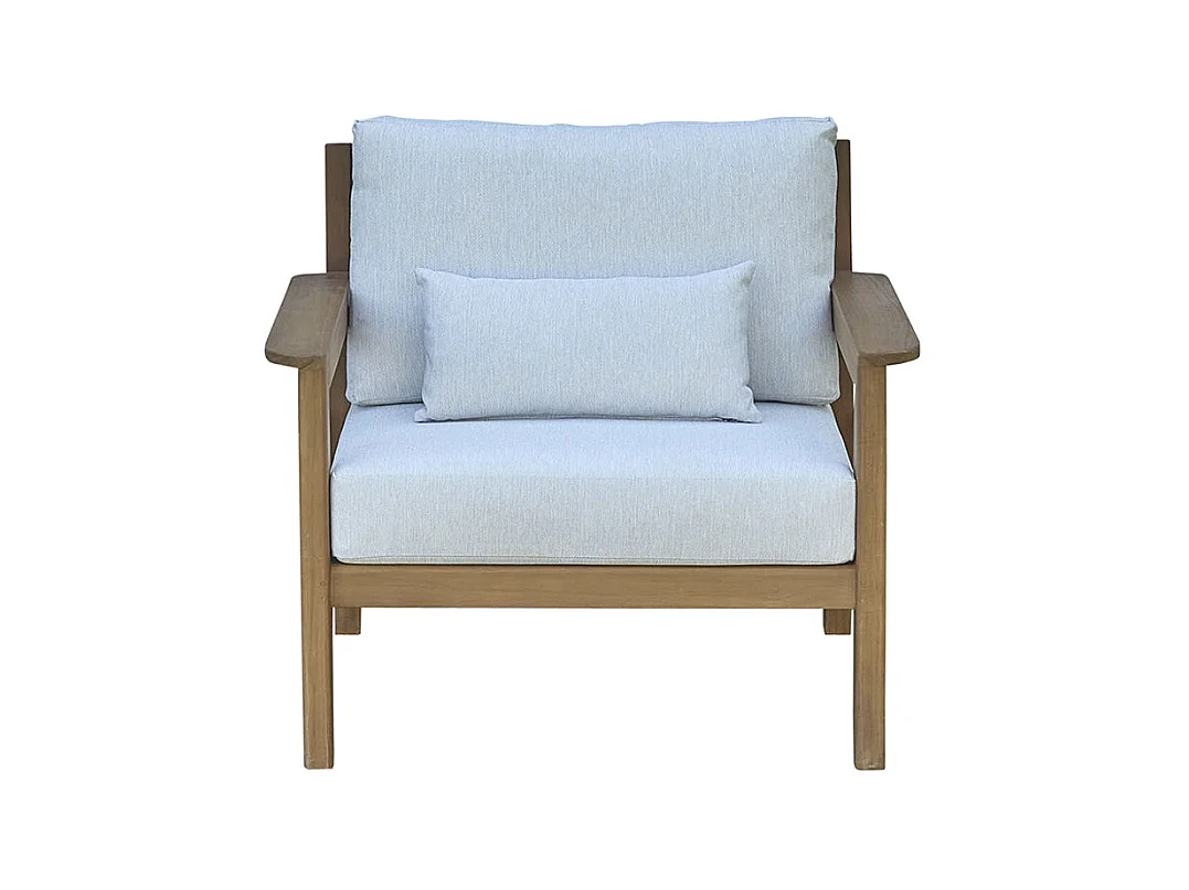 Fauteuil de jardin en teck massif avec coussins
