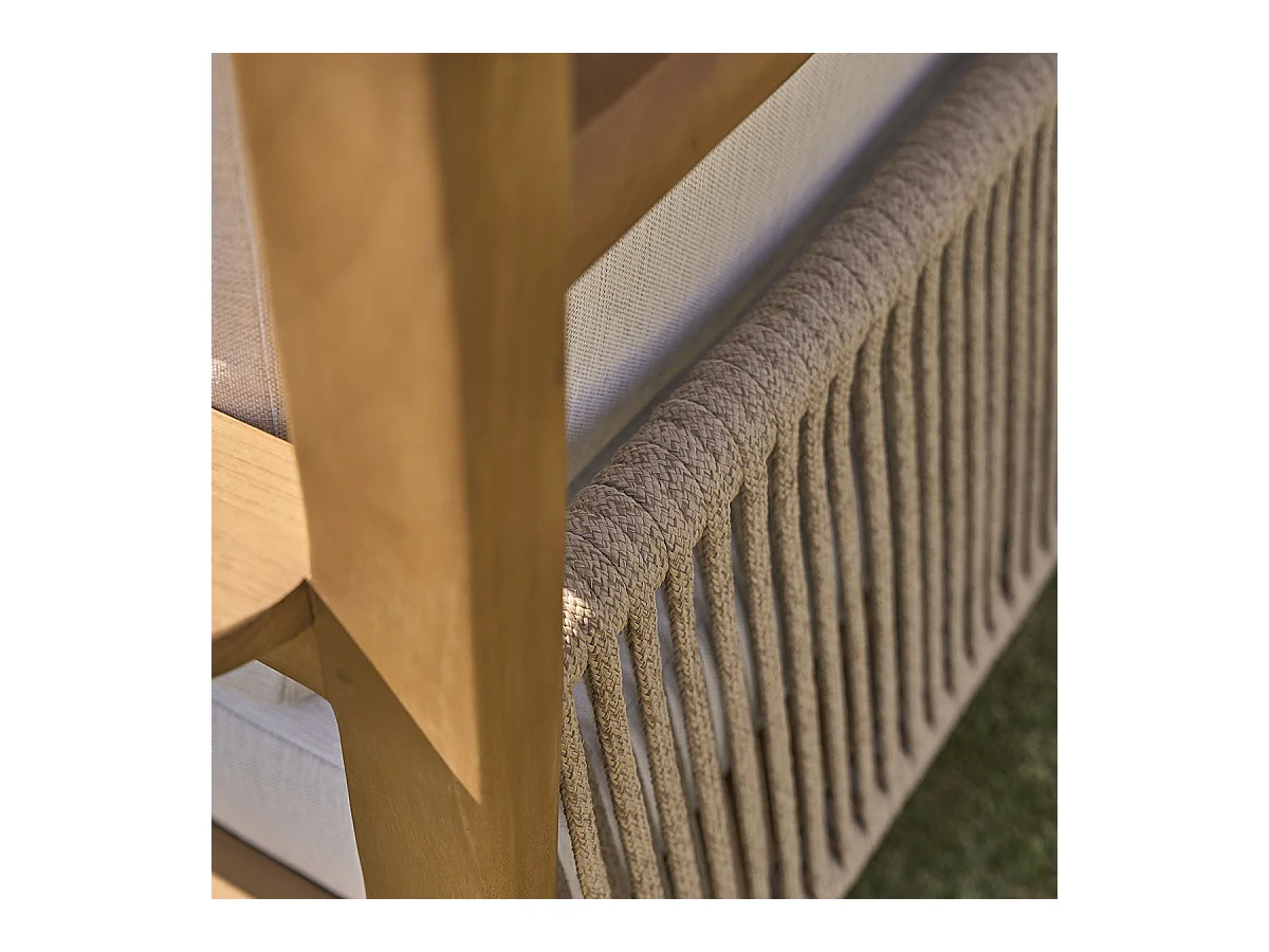 Fauteuil de jardin en teck massif avec coussins