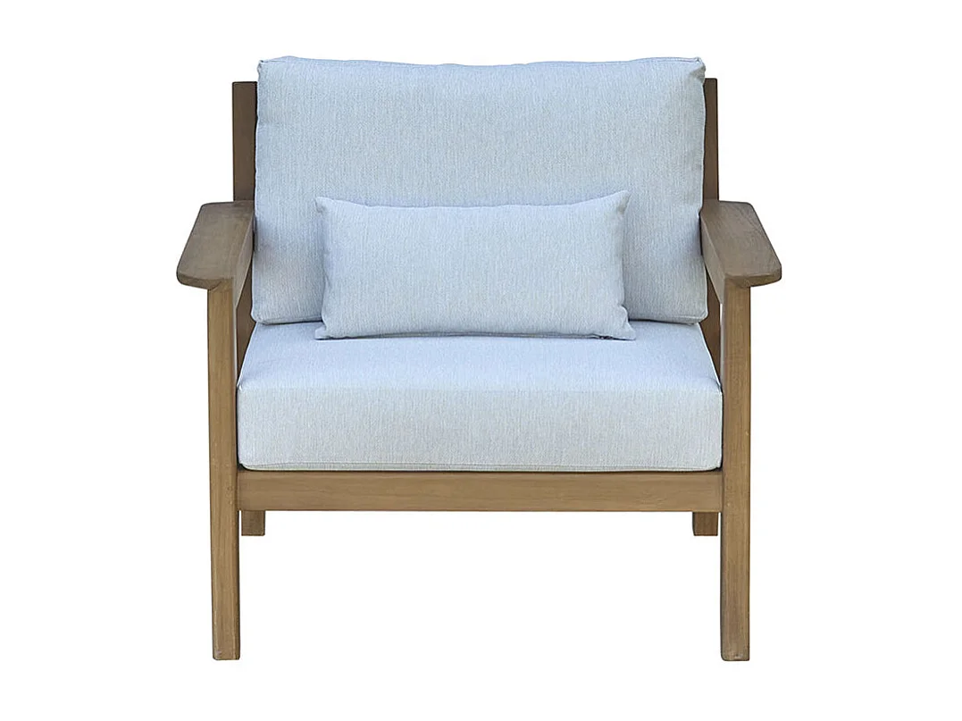 Fauteuil de jardin en teck massif avec coussins