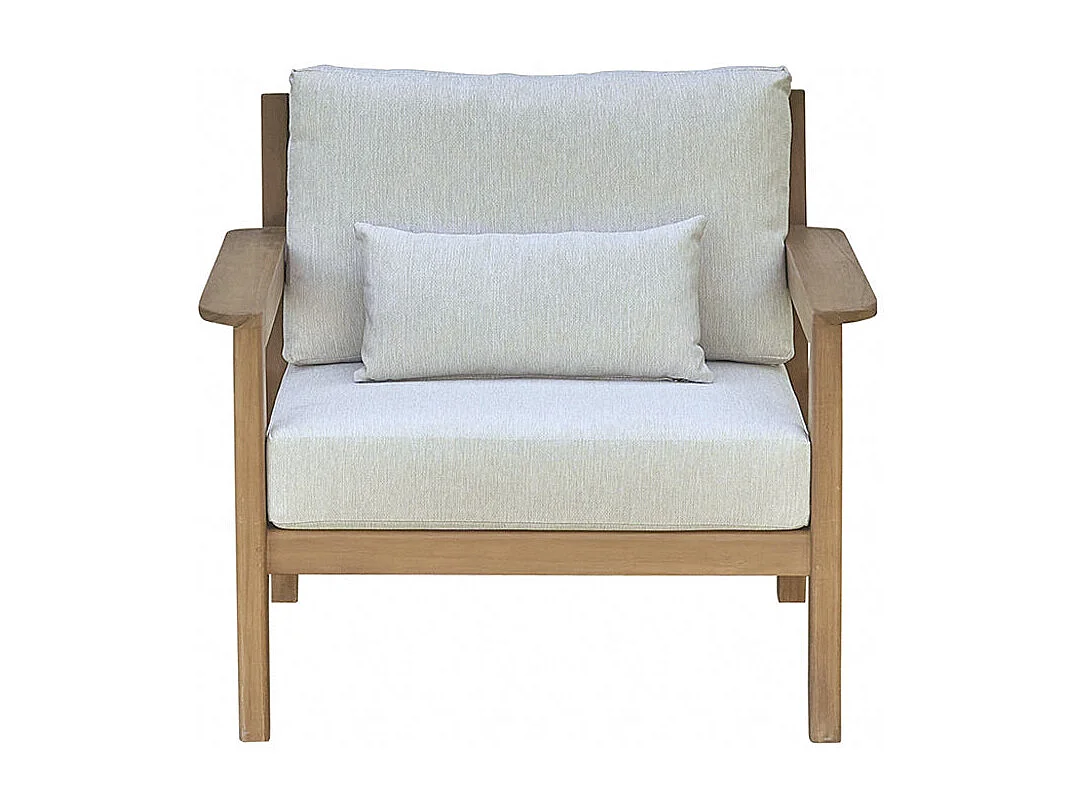 Fauteuil de jardin en teck massif avec coussins
