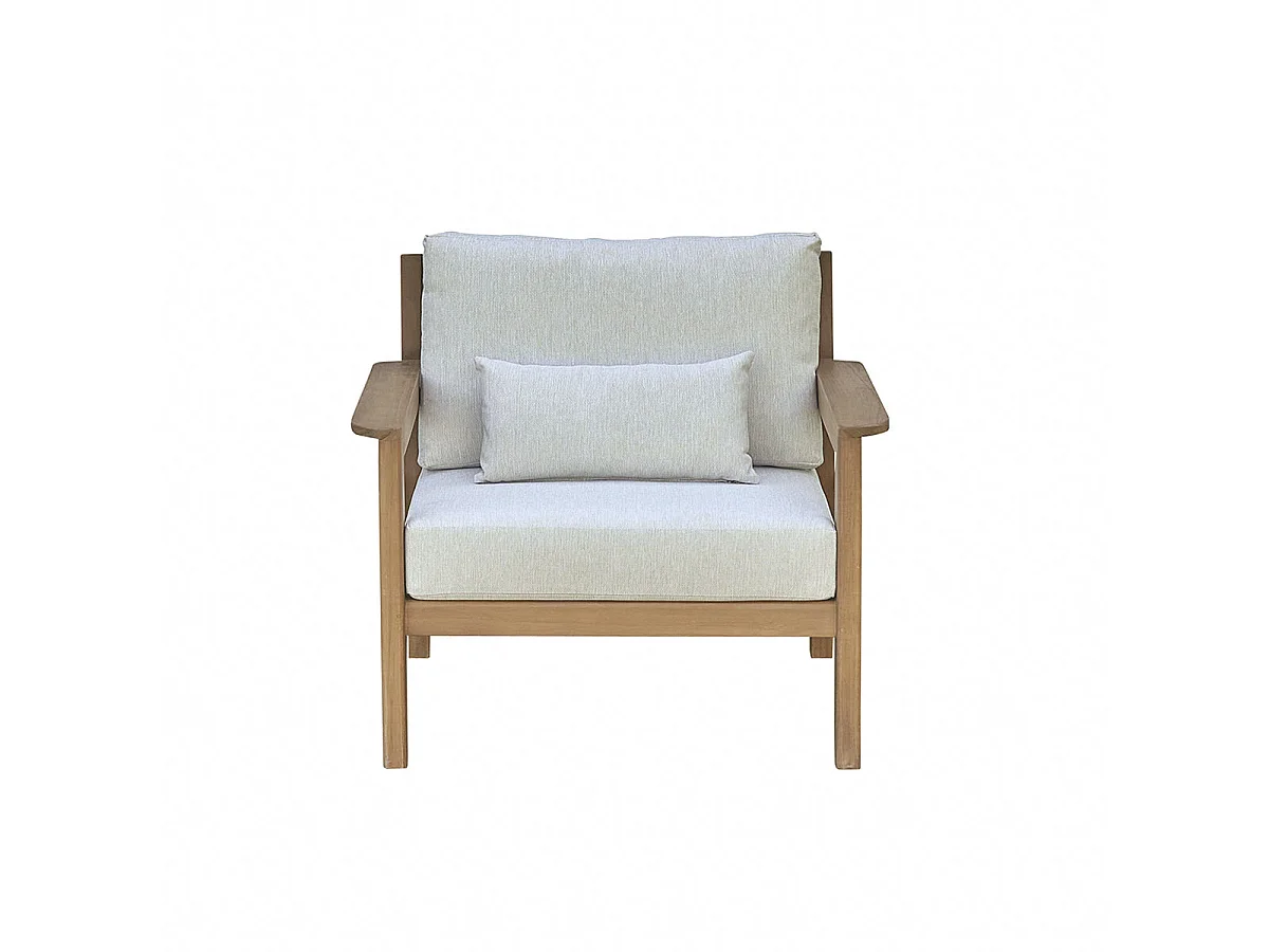 Sillón de jardín de teca maciza con cojines