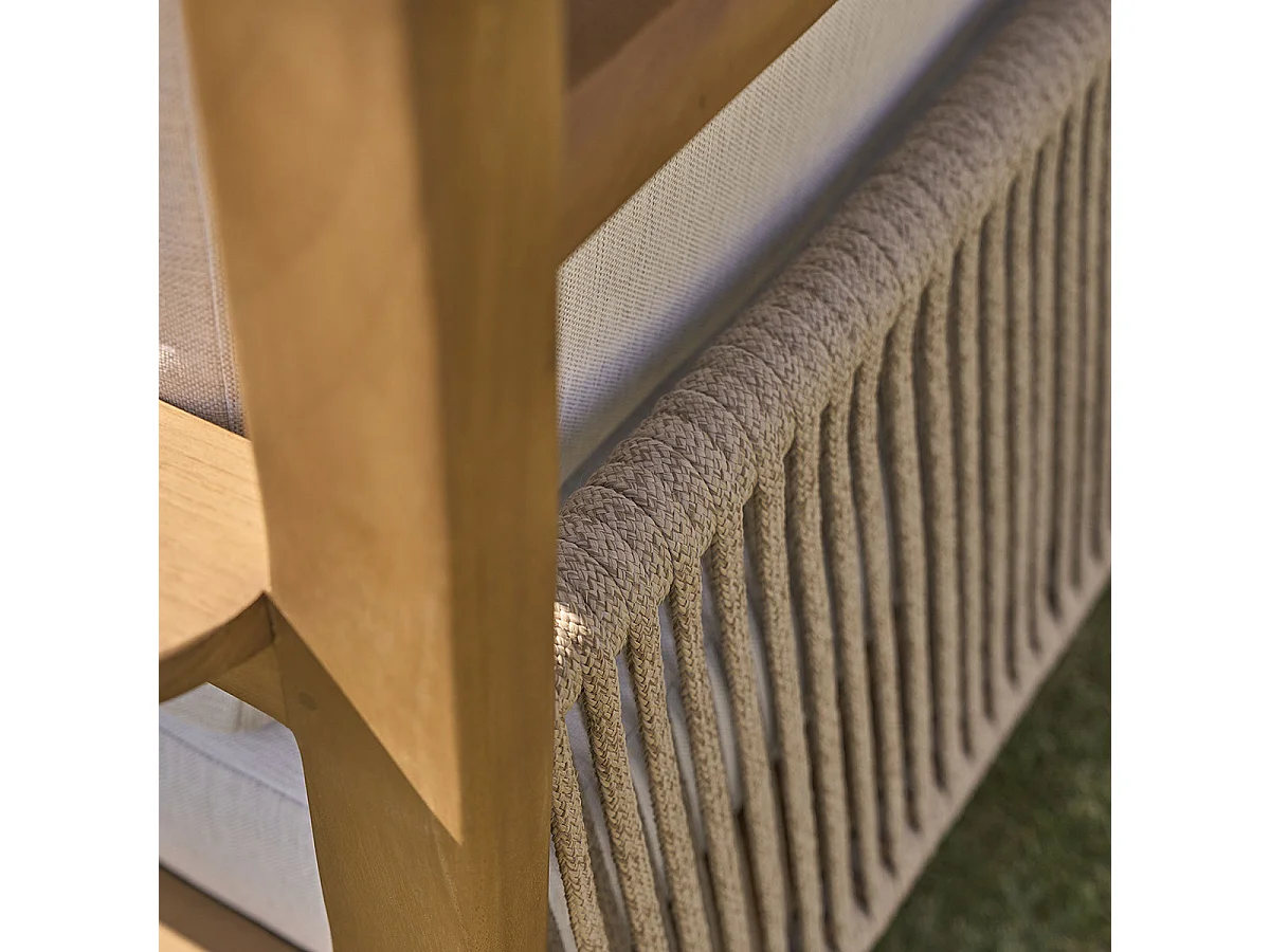 Sillón de jardín de teca maciza con cojines