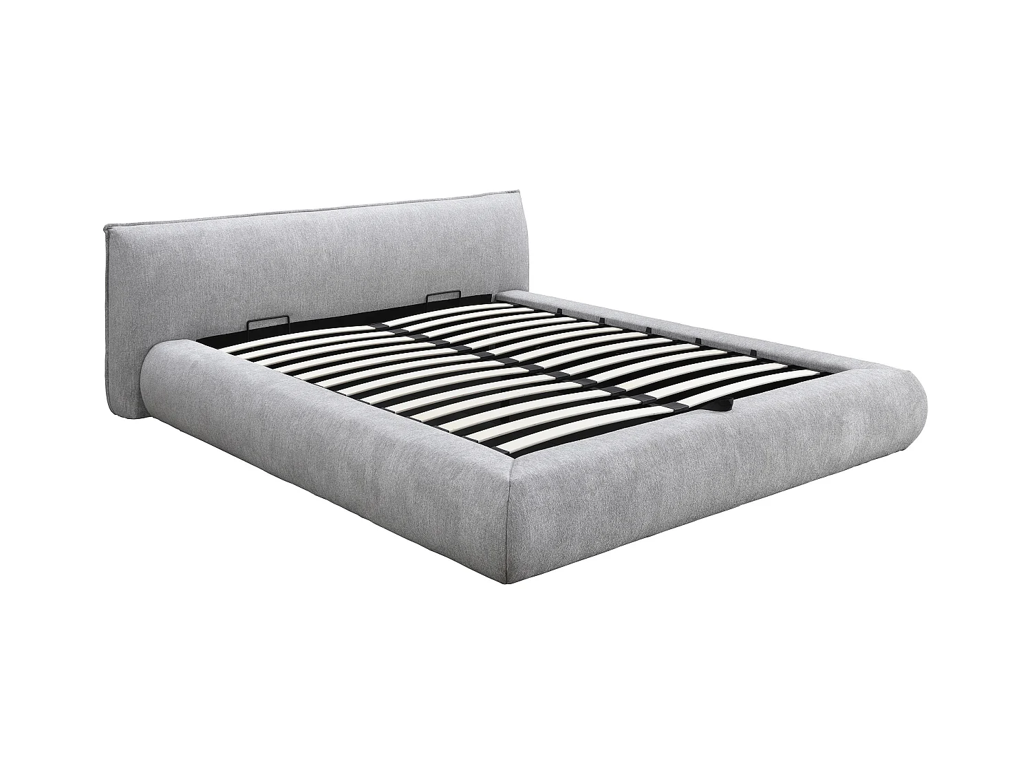 Lit coffre 160 x 200 cm - Tissu - Gris clair + Matelas - MIRSIO