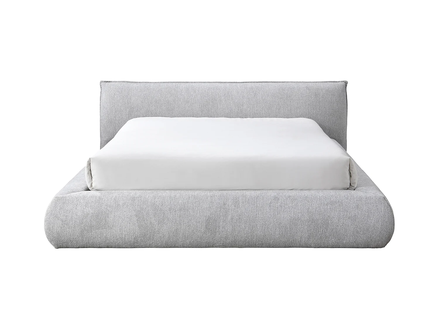 Lit coffre 160 x 200 cm - Tissu - Gris clair + Matelas - MIRSIO