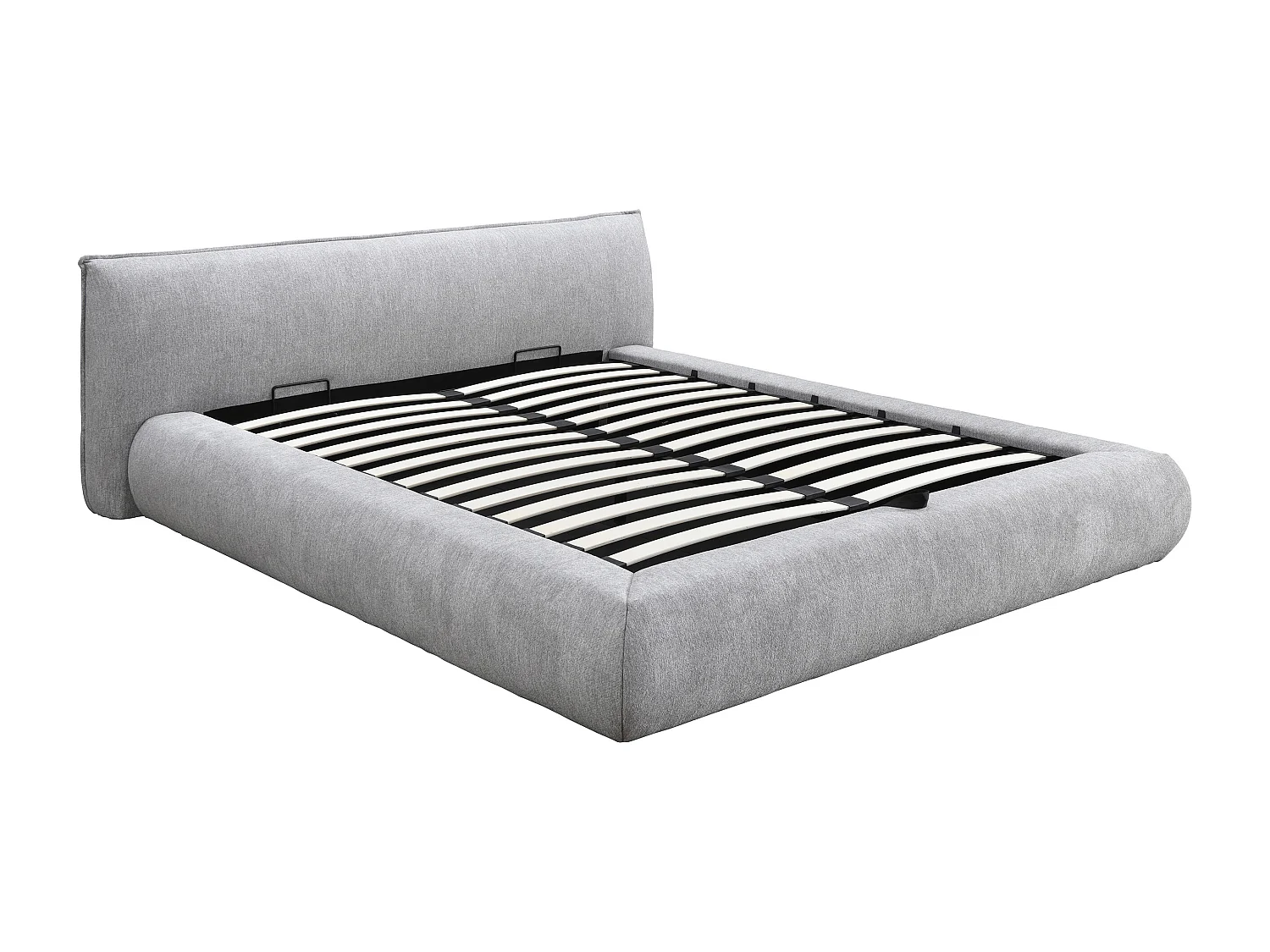 Lit coffre 160 x 200 cm - Tissu - Gris clair + Matelas - MIRSIO