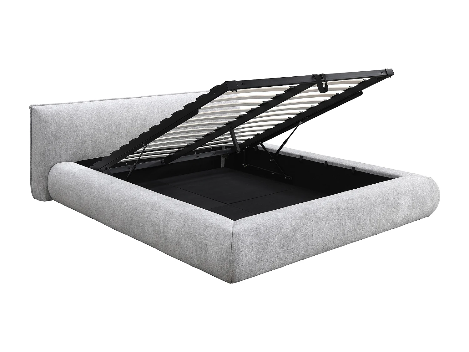 Lit coffre 160 x 200 cm - Tissu - Gris clair + Matelas - MIRSIO