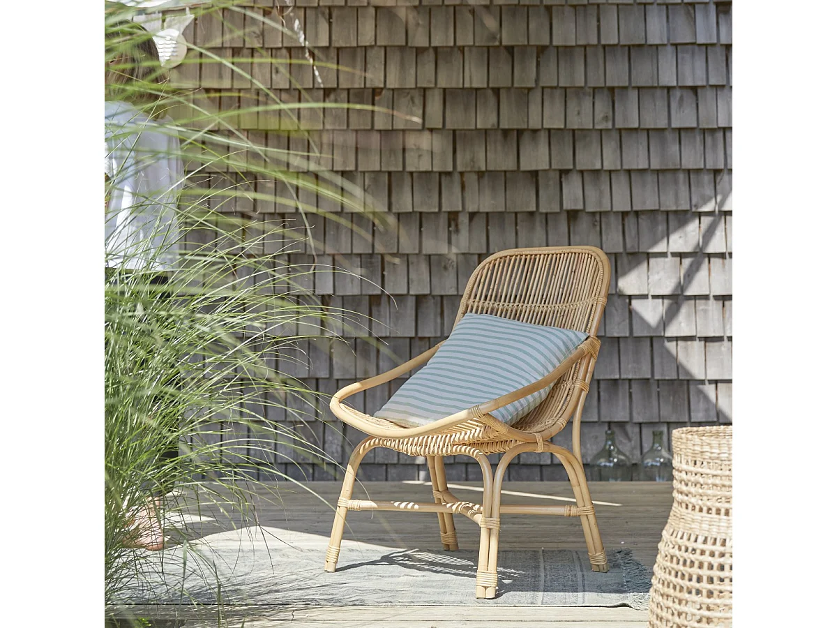 Fauteuil d'extérieur en rotin Pia naturel