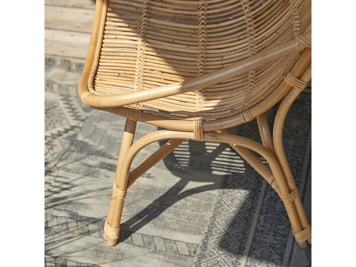 Fauteuil d'extérieur en rotin Pia naturel