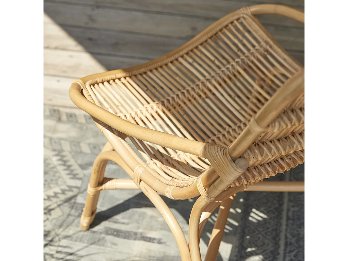 Fauteuil d'extérieur en rotin Pia naturel