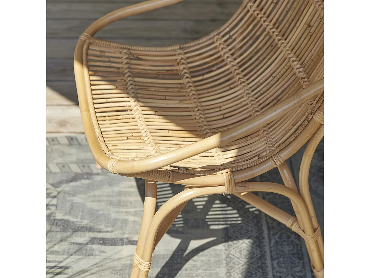 Fauteuil d'extérieur en rotin Pia naturel