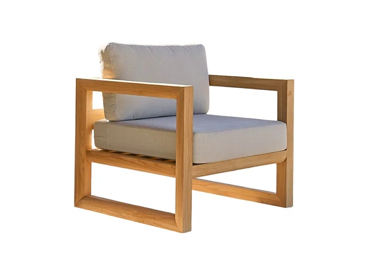 Poltrona da giardino in legno di teak massello Noah