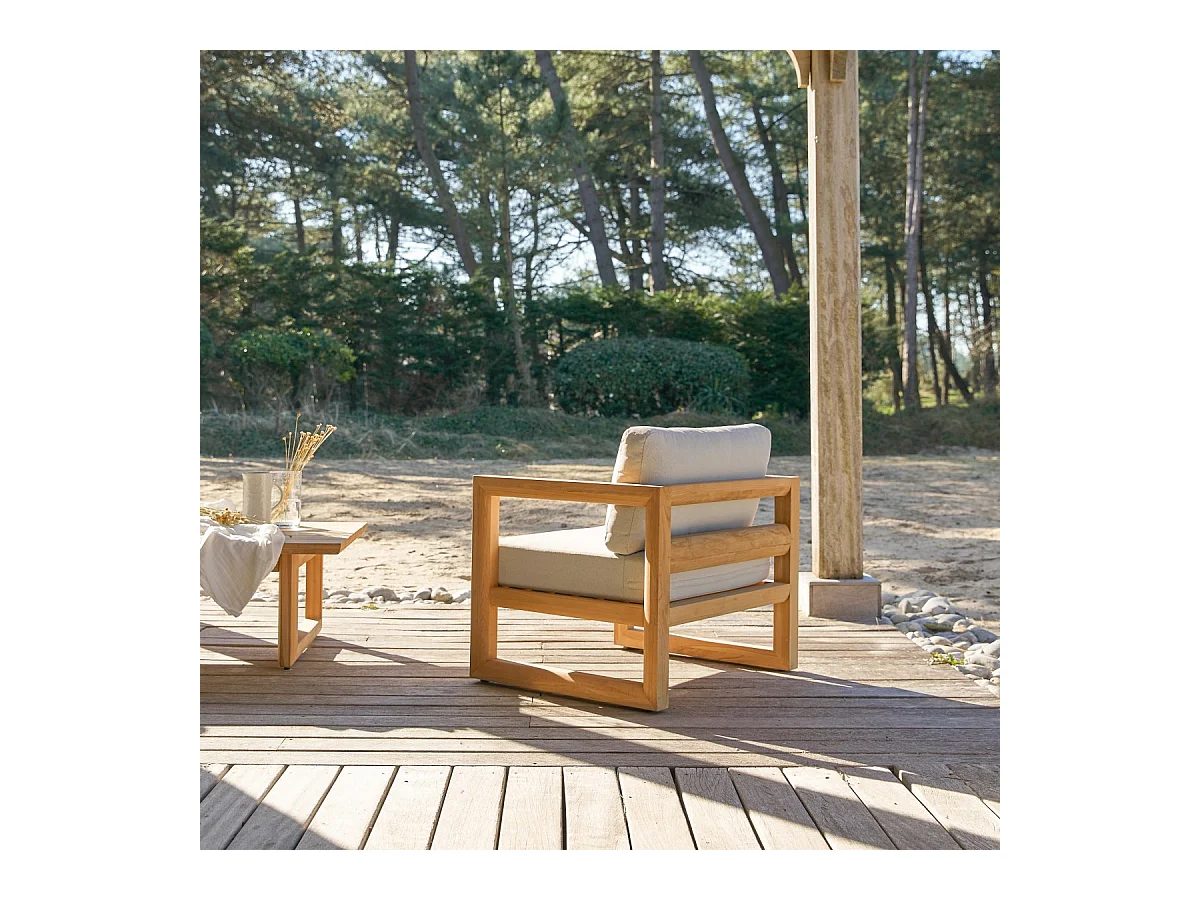 Poltrona da giardino in legno di teak massello Noah