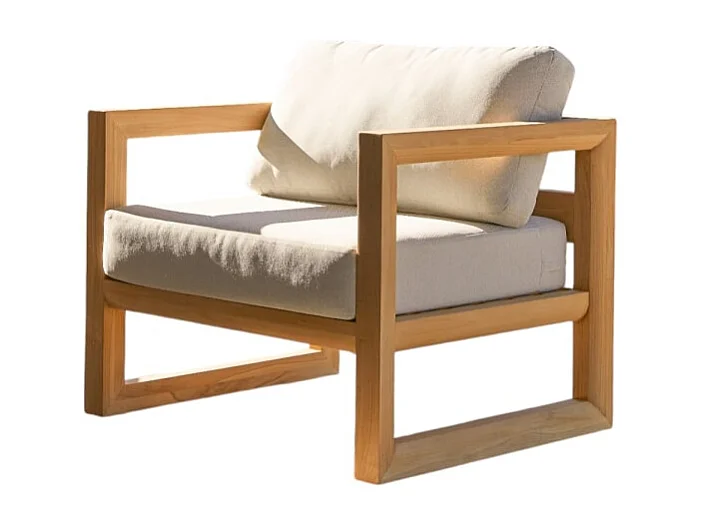 Poltrona da giardino in legno di teak massello Noah