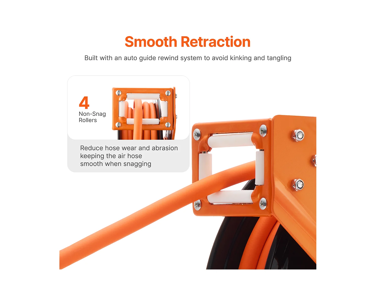 Bęben na Wąż, SucceBuy 9,5 mm × 15,24 m 300 PSI Zgiwny Wąż Pneumatyczny z 1,5 m Wejściem