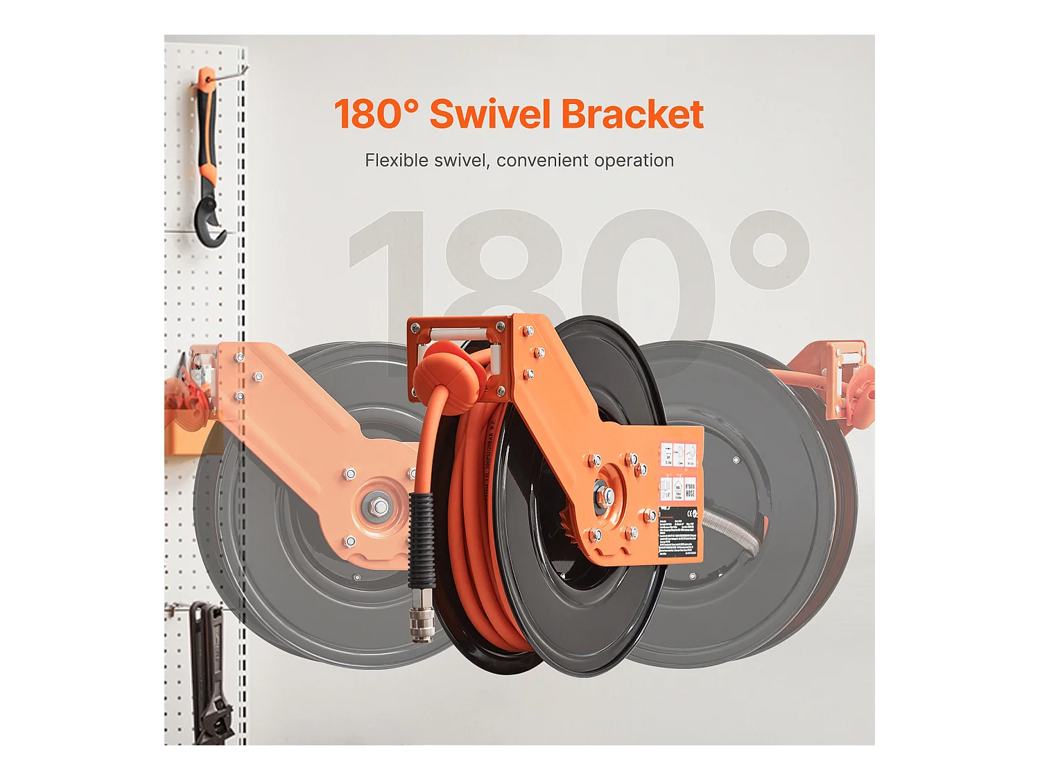 Bęben na Wąż, SucceBuy 9,5 mm × 15,24 m 300 PSI Zgiwny Wąż Pneumatyczny z 1,5 m Wejściem