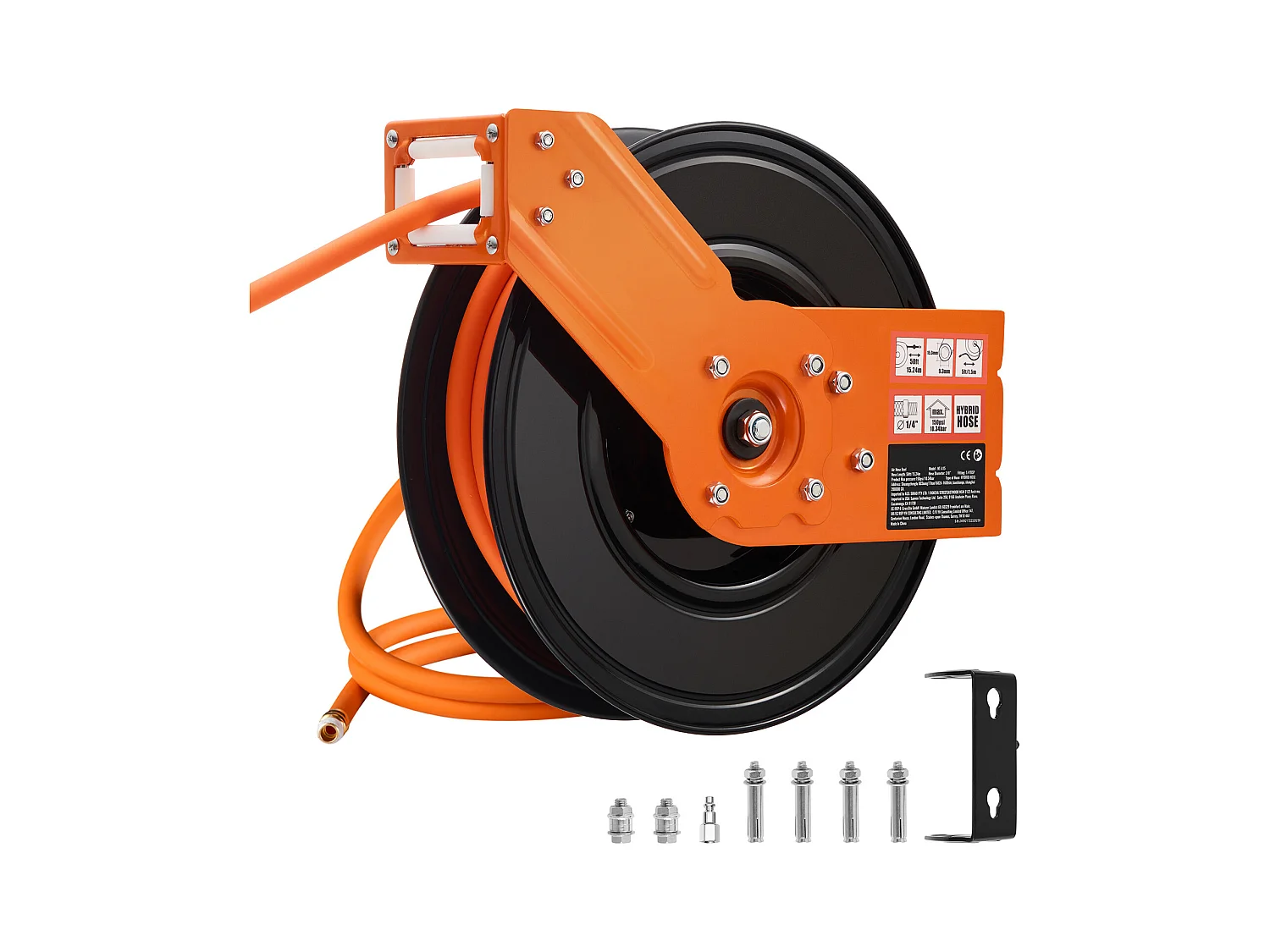 Bęben na Wąż, SucceBuy 9,5 mm × 15,24 m 300 PSI Zgiwny Wąż Pneumatyczny z 1,5 m Wejściem