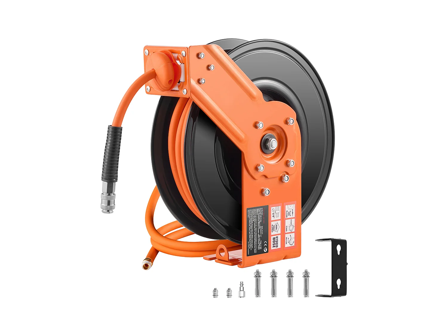 Dévidoir, SucceBuy Enrouleur de Tuyau d'Air 9,5 mm × 15,24 m 300 PSI Rétractable avec Entrée de 1,5 m