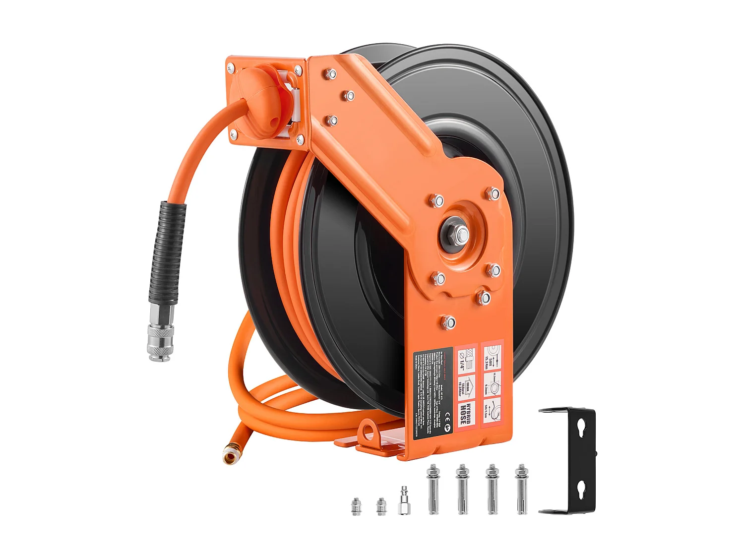 Dévidoir, SucceBuy Enrouleur de Tuyau d'Air 9,5 mm × 15,24 m 300 PSI Rétractable avec Entrée de 1,5 m