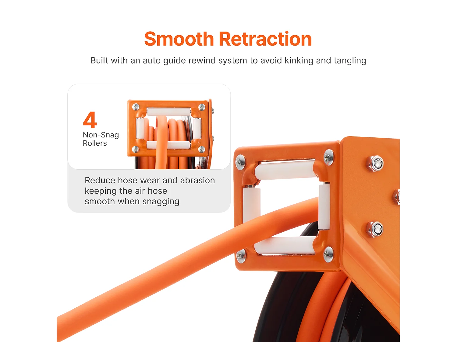 Dévidoir, SucceBuy Enrouleur de Tuyau d'Air 9,5 mm × 15,24 m 300 PSI Rétractable avec Entrée de 1,5 m