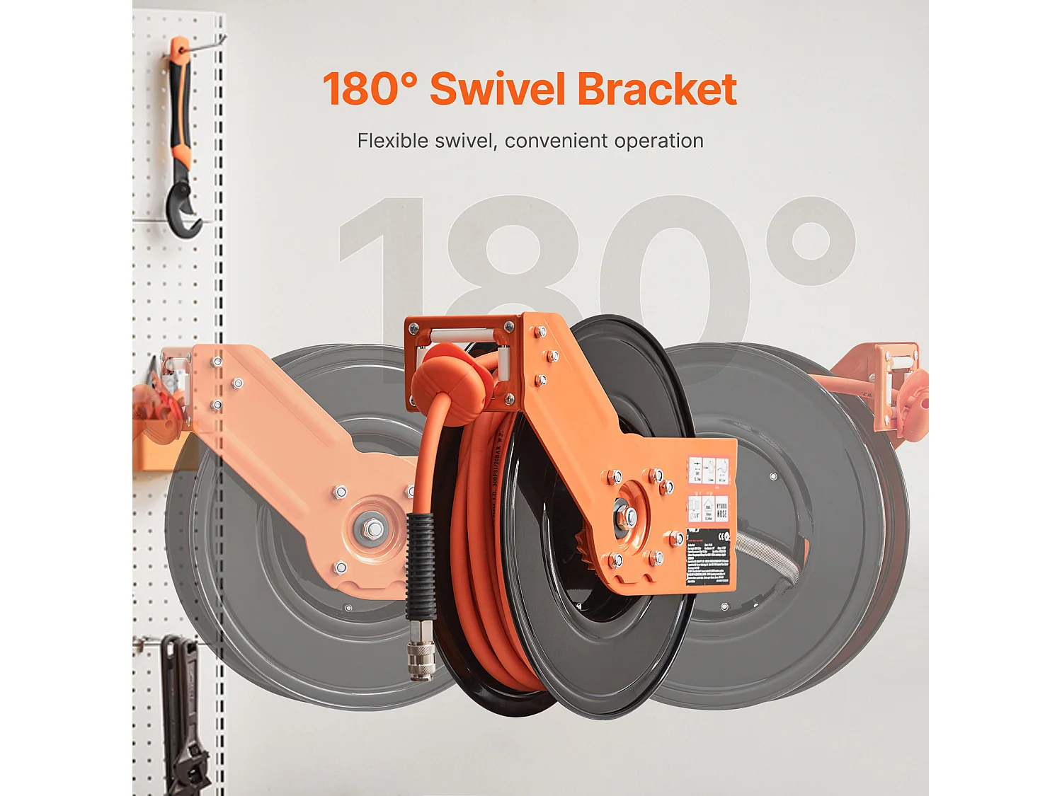 Dévidoir, SucceBuy Enrouleur de Tuyau d'Air 9,5 mm × 15,24 m 300 PSI Rétractable avec Entrée de 1,5 m