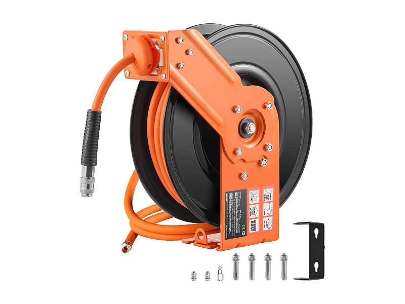 Schlauchaufroller, SucceBuy 9,5 mm × 15,24 m 300 PSI Einziehbarer Luftschlauchaufroller mit 1,5 m Einlass