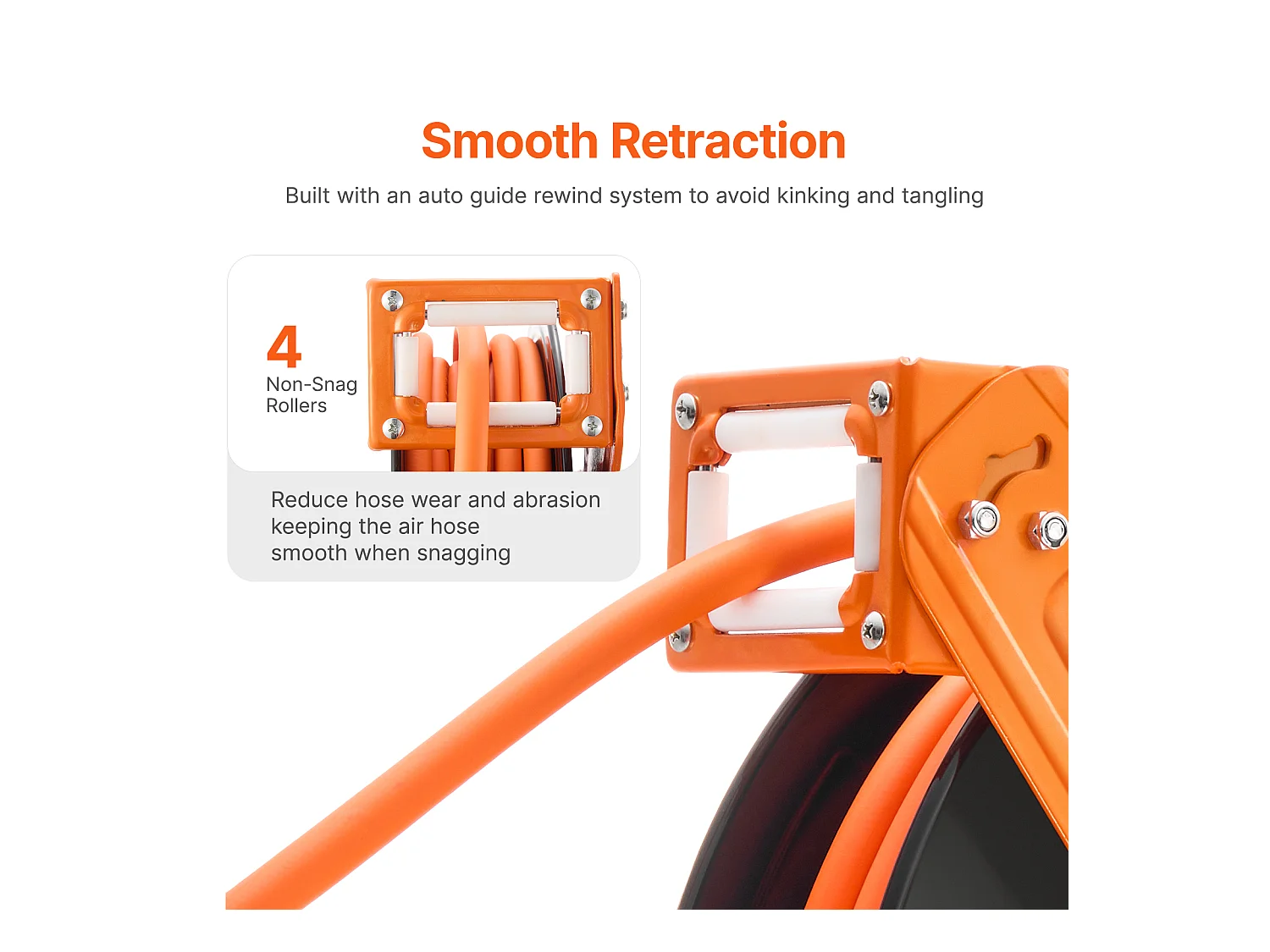 Dévidoir, SucceBuy Enrouleur de Tuyau d'Air 9,5 mm × 19,81 m 300 PSI Rétractable avec Entrée de 1,5 m