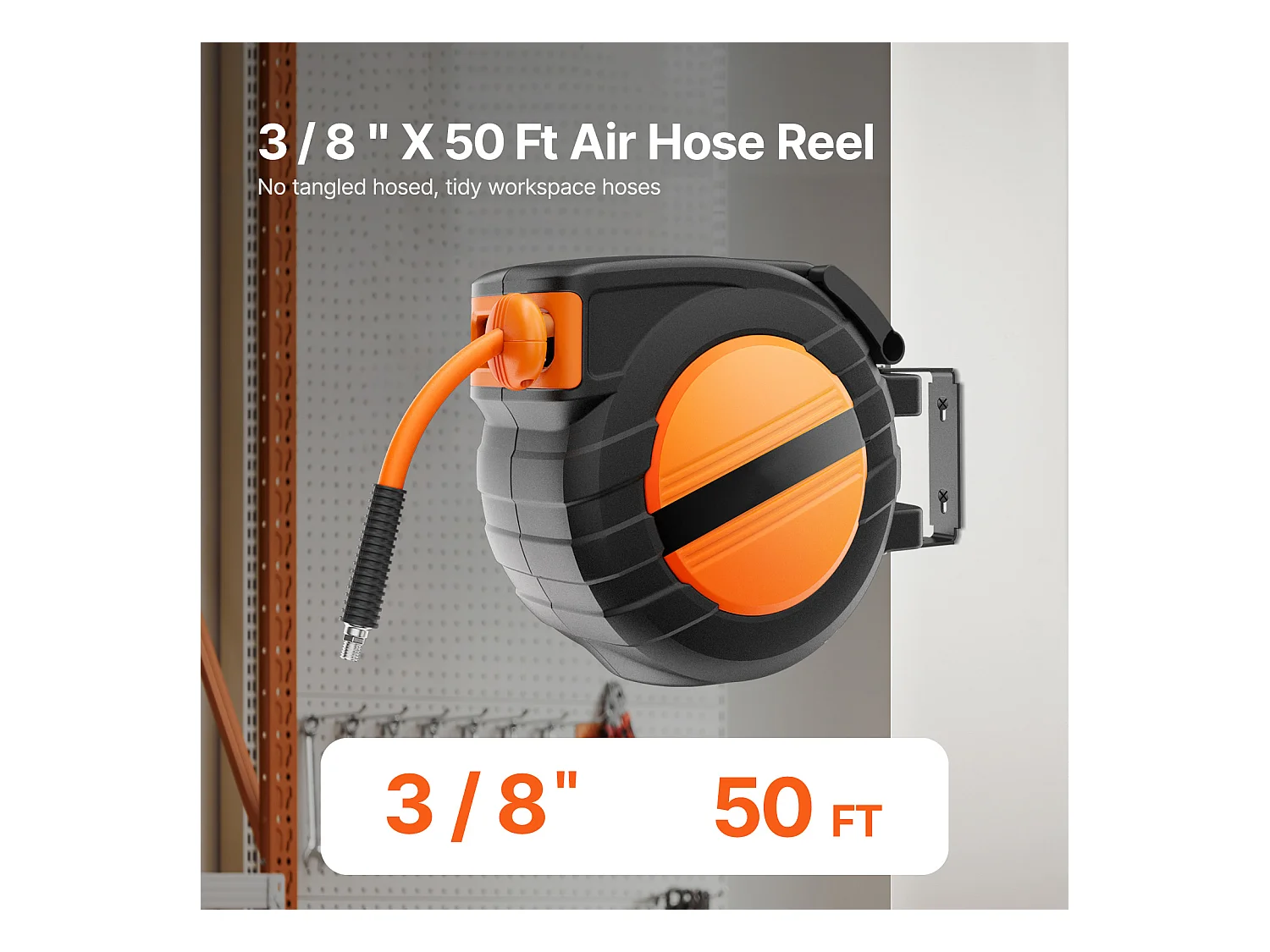 Dévidoir, SucceBuy Enrouleur de Tuyau d'Air Rétractable 9,5 mm × 15,24 m 300 PSI Hybride