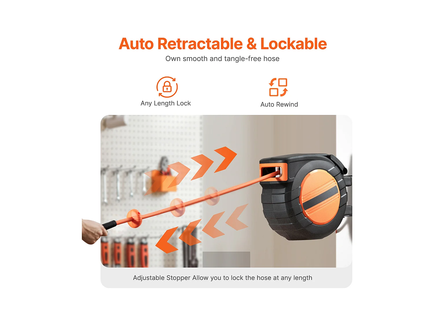 Dévidoir, SucceBuy Enrouleur de Tuyau d'Air Rétractable 9,5 mm × 15,24 m 300 PSI Hybride