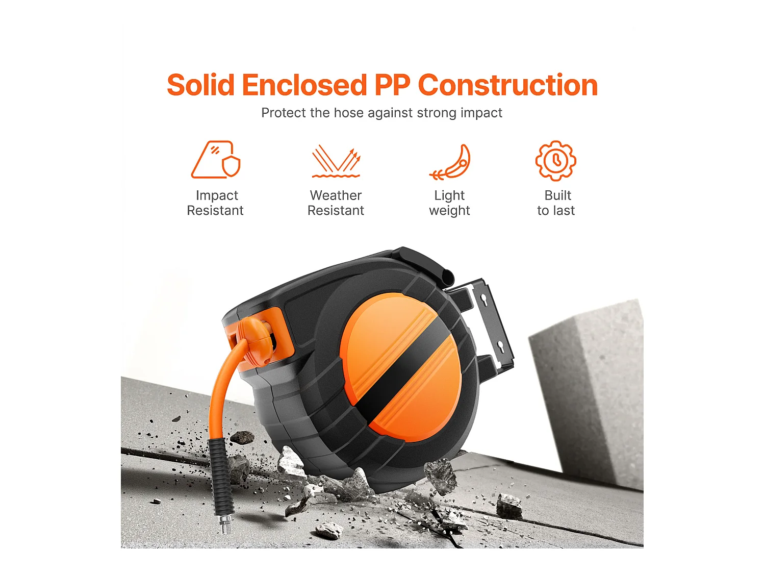 Dévidoir, SucceBuy Enrouleur de Tuyau d'Air Rétractable 9,5 mm × 15,24 m 300 PSI Hybride