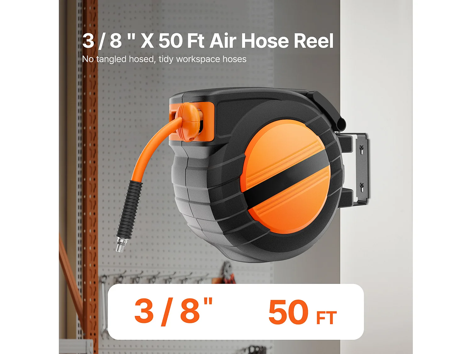 Dévidoir, SucceBuy Enrouleur de Tuyau d'Air Rétractable 9,5 mm × 15,24 m 300 PSI Hybride