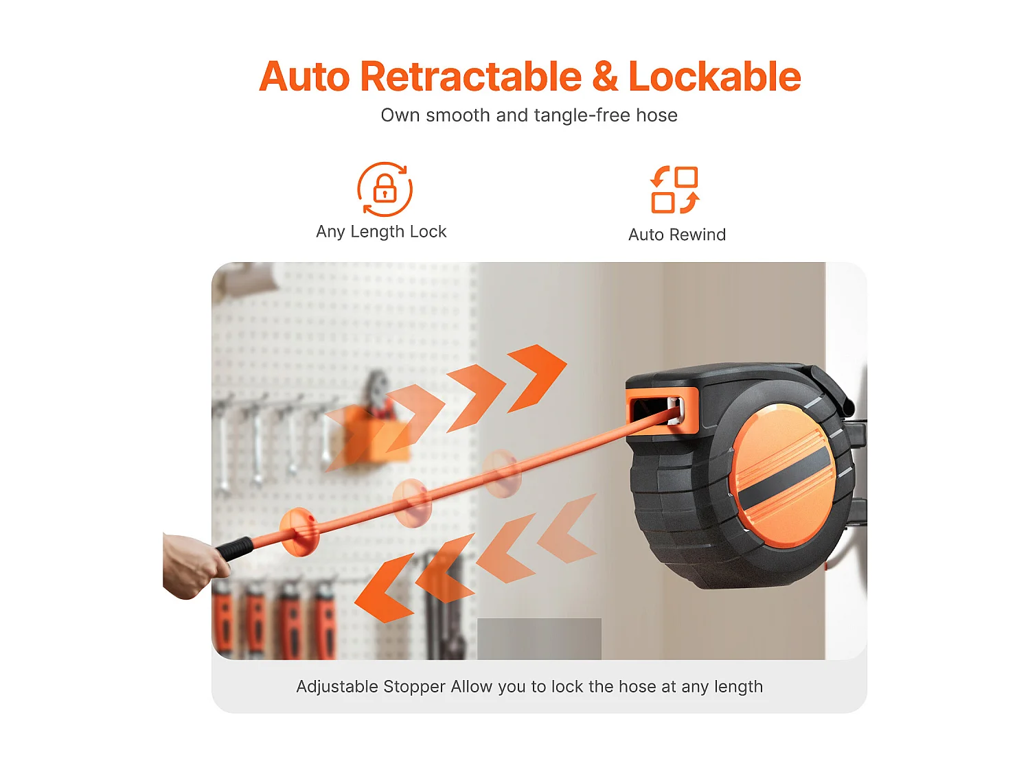 Dévidoir, SucceBuy Enrouleur de Tuyau d'Air Rétractable 9,5 mm × 15,24 m 300 PSI Hybride