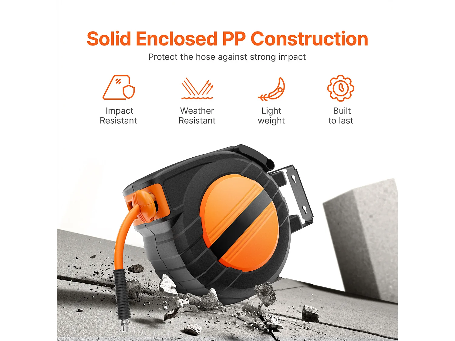 Dévidoir, SucceBuy Enrouleur de Tuyau d'Air Rétractable 9,5 mm × 15,24 m 300 PSI Hybride