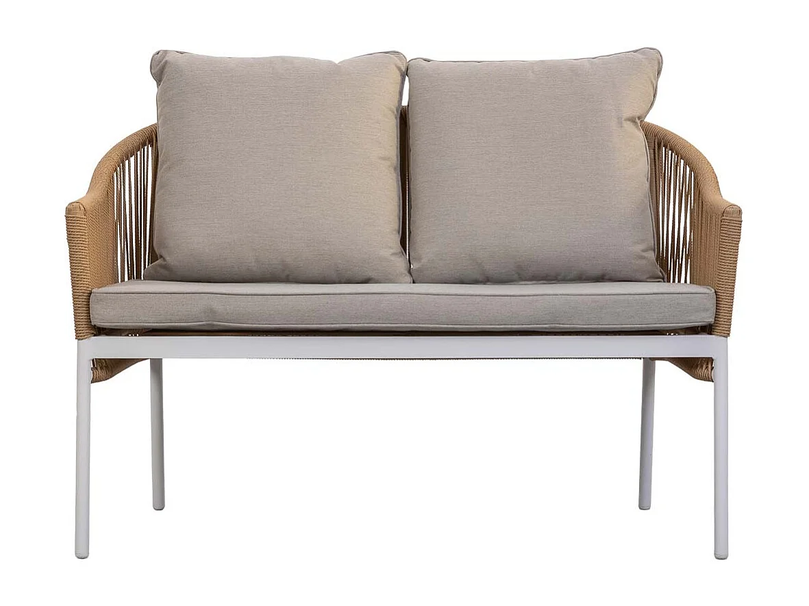 Conjunto de mesa, sofá e 2 cadeirões bege