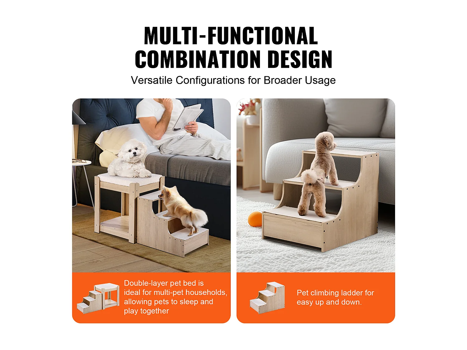 Lit Superposé pour Animaux SucceBuy, pour Animaux de Compagnie Chien Chat, Beige