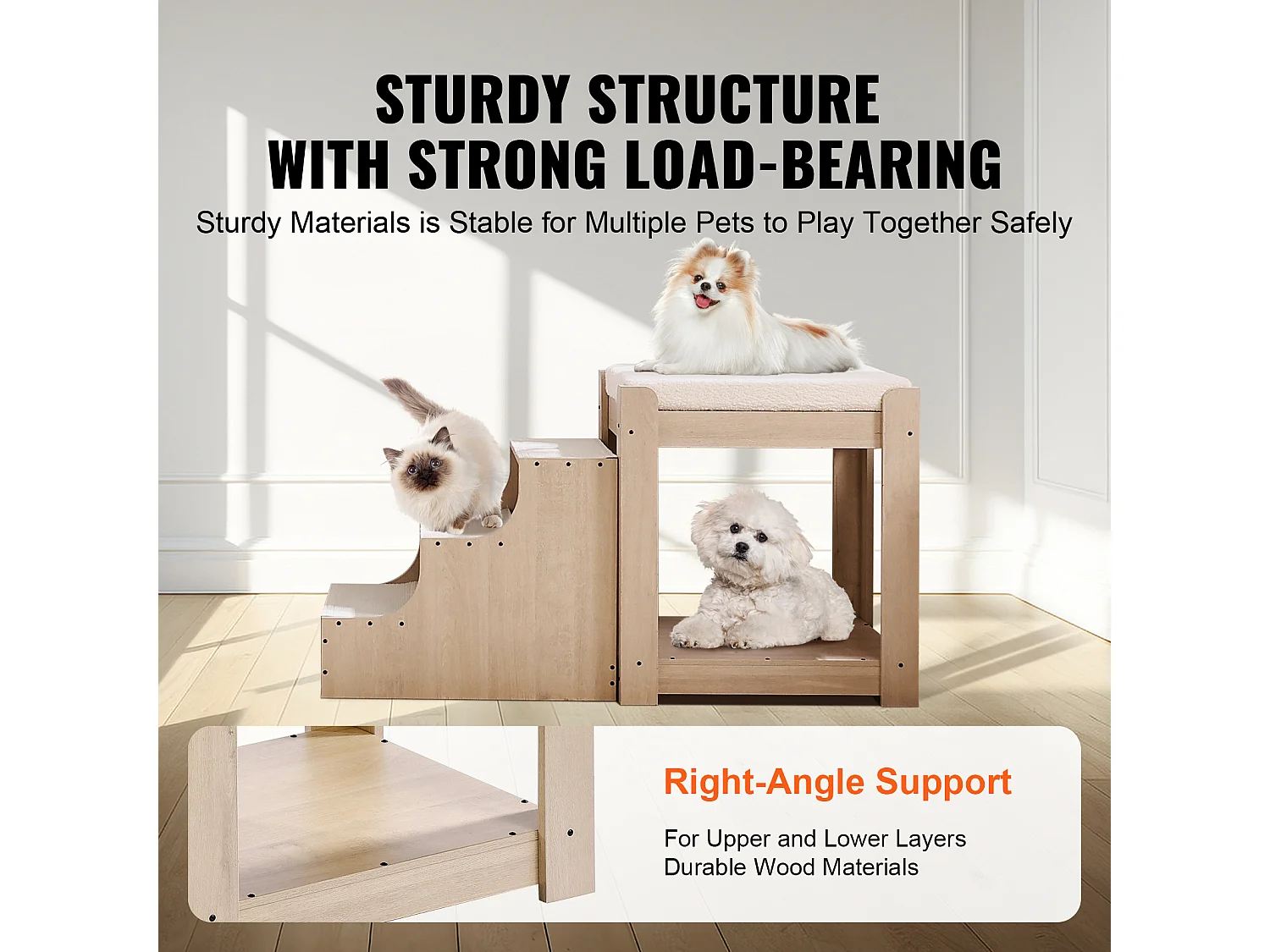 Lit Superposé pour Animaux SucceBuy, pour Animaux de Compagnie Chien Chat, Beige