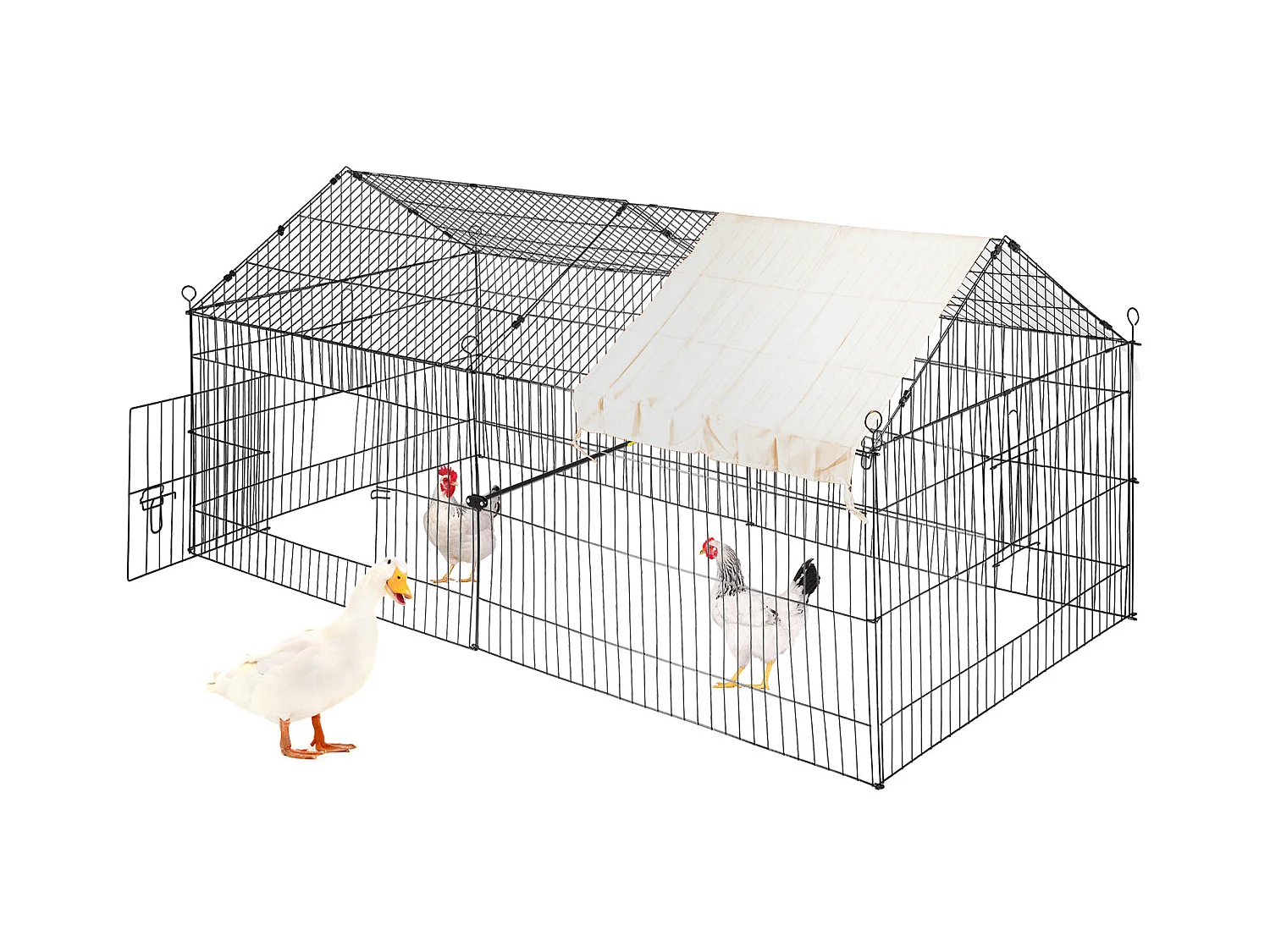 Pollaio, SucceBuy Pollaio 220 × 106 × 104 cm, Gabbia in Metallo, Recinto per Piccoli Animali
