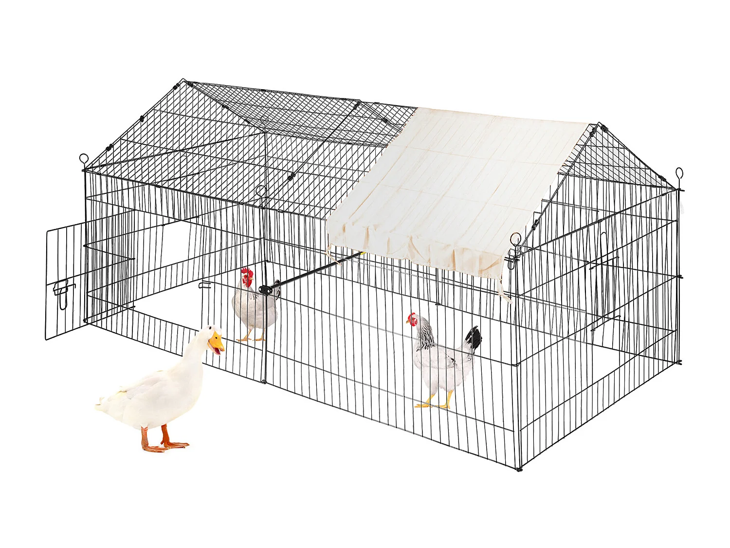 Poulailler, SucceBuy Poulailler 220 × 106 × 104 cm, Cage en Métal, Parc pour Petits Animaux