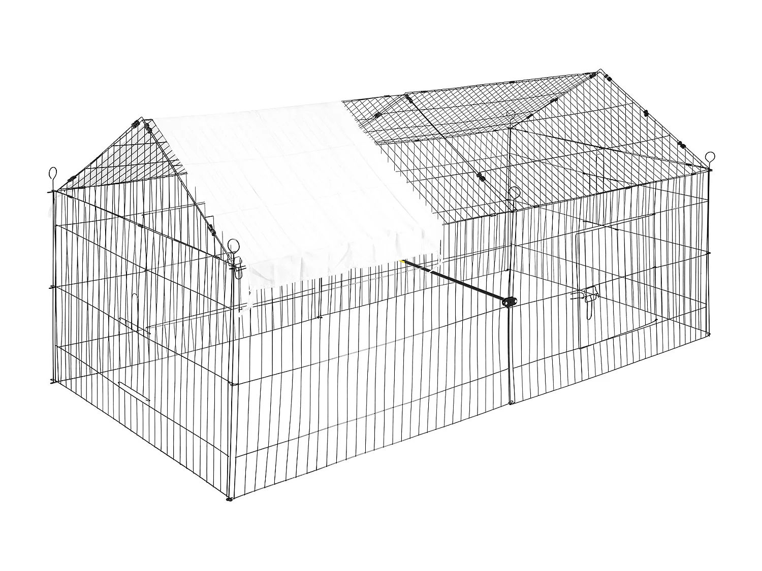 Poulailler, SucceBuy Poulailler 220 × 106 × 104 cm, Cage en Métal, Parc pour Petits Animaux