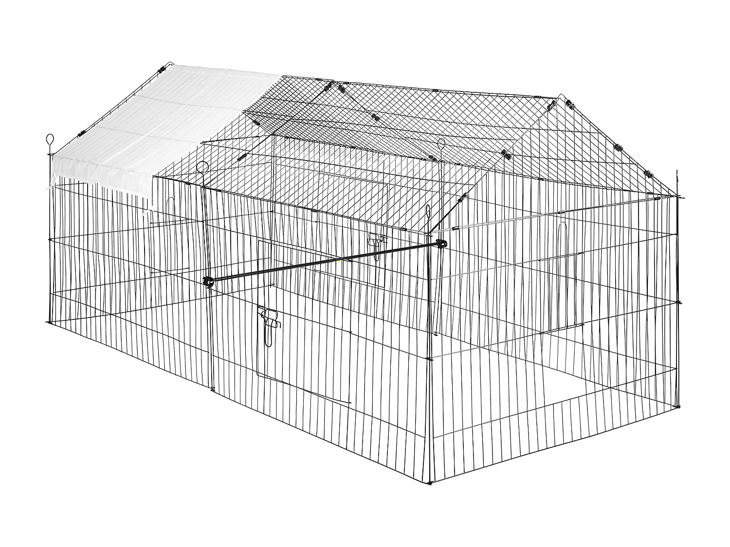 Poulailler, SucceBuy Poulailler 220 × 106 × 104 cm, Cage en Métal, Parc pour Petits Animaux