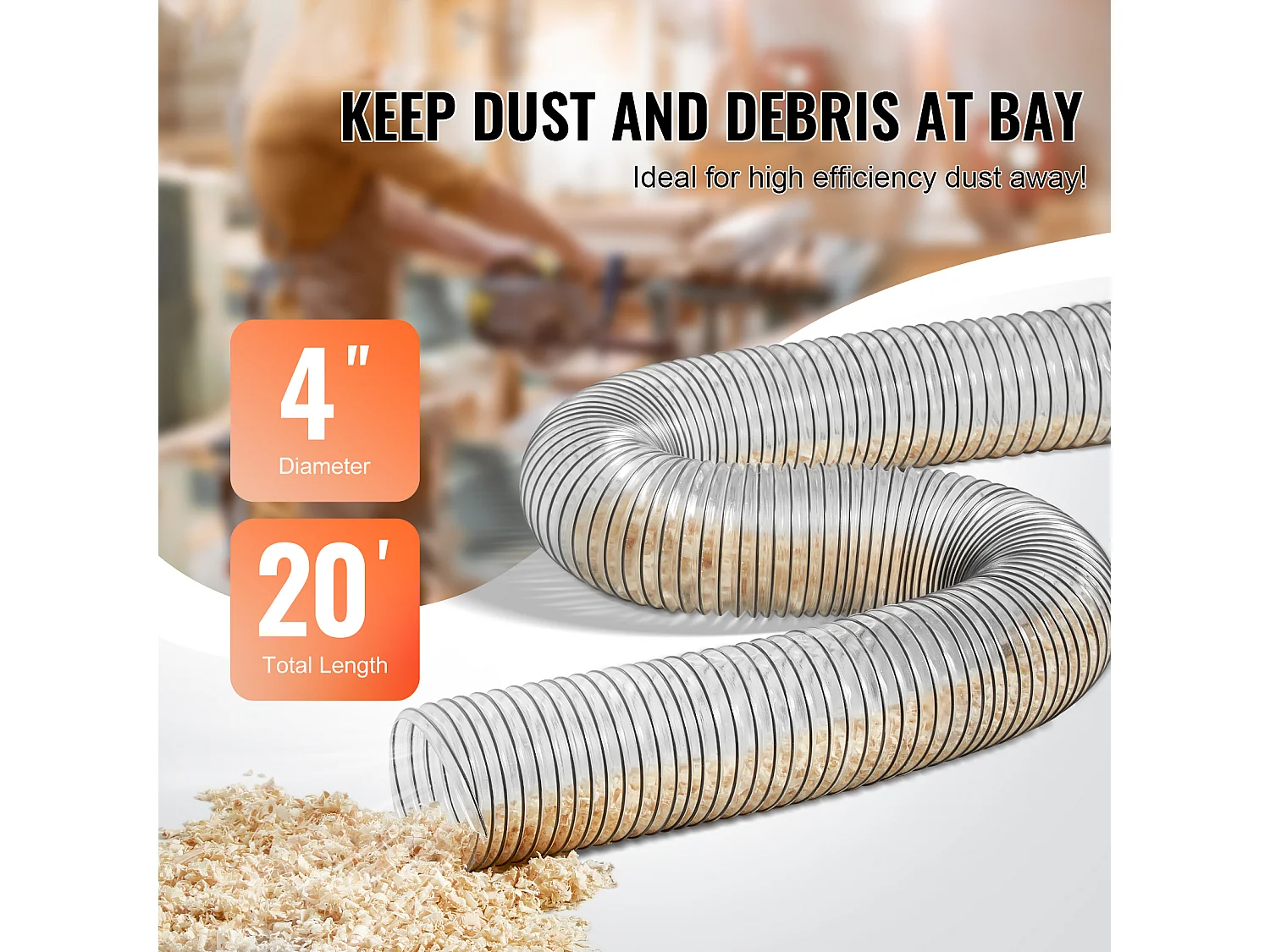 Tuyau d'Arrosage, SucceBuy Tube Collecteur de Poussière 10 cm x 610 cm, PVC Flexible, Résistant aux Piqûres, Transparent